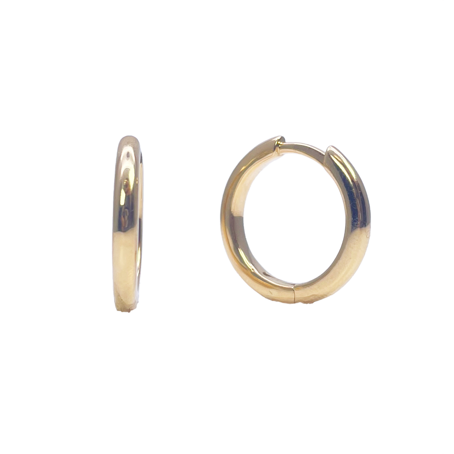 18ct Yellow Gold Pair Of Hoop Huggie Earrings 12.4mm Diameter