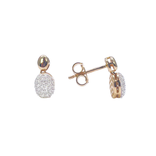 18ct Yellow Gold Natural Diamond Oval Drop/Dangle Stud Earrings 0.30ct