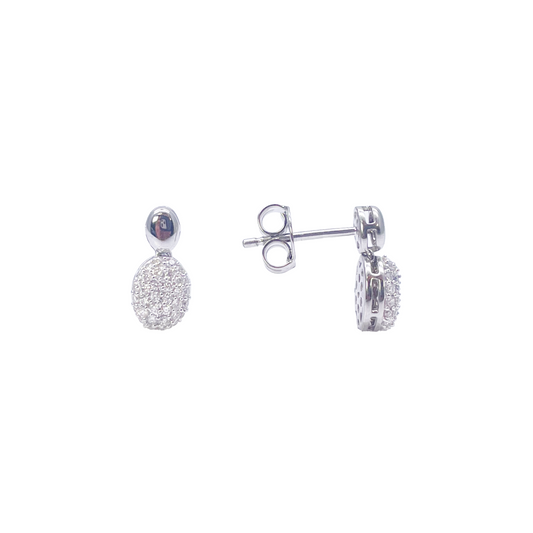 18ct White Gold Natural Diamond Oval Drop/Dangle Stud Earrings 0.30ct