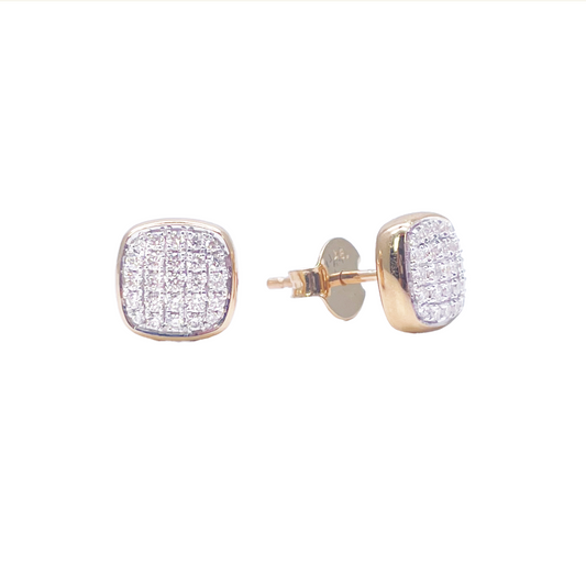 18ct Yellow Gold Natural Diamond Square Stud Earrings 0.31ct