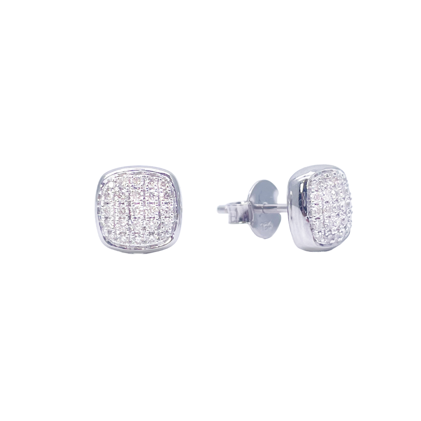 18ct White Gold Natural Diamond Square Stud Earrings 0.31ct