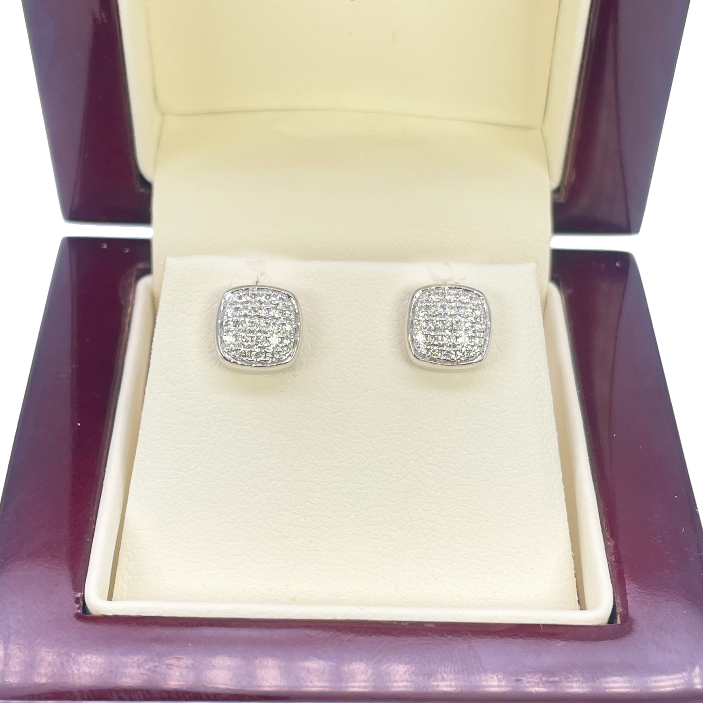 18ct White Gold Natural Diamond Square Stud Earrings 0.31ct