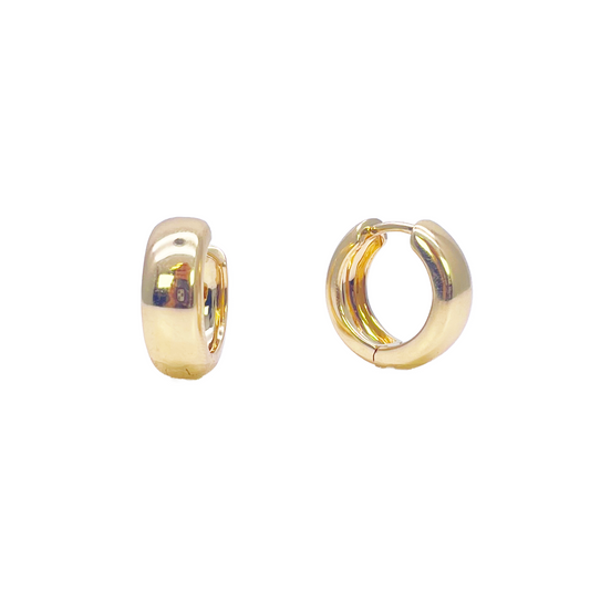 18ct Yellow Gold Pair Of Hoop Huggie Earrings 5.5mm Width & 10mm Diameter