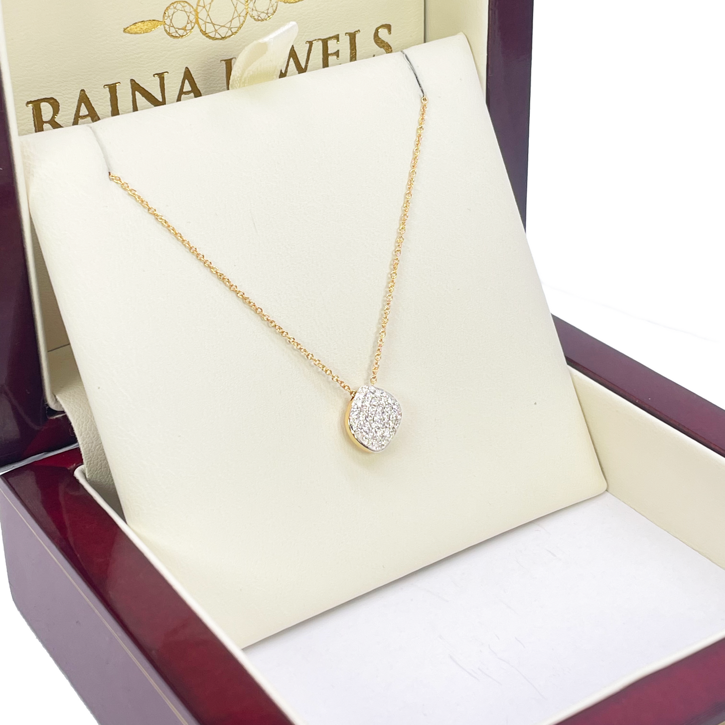 18ct Yellow Gold Natural Diamond 0.25ct Cluster Pebble Pendant Necklace 18''inches