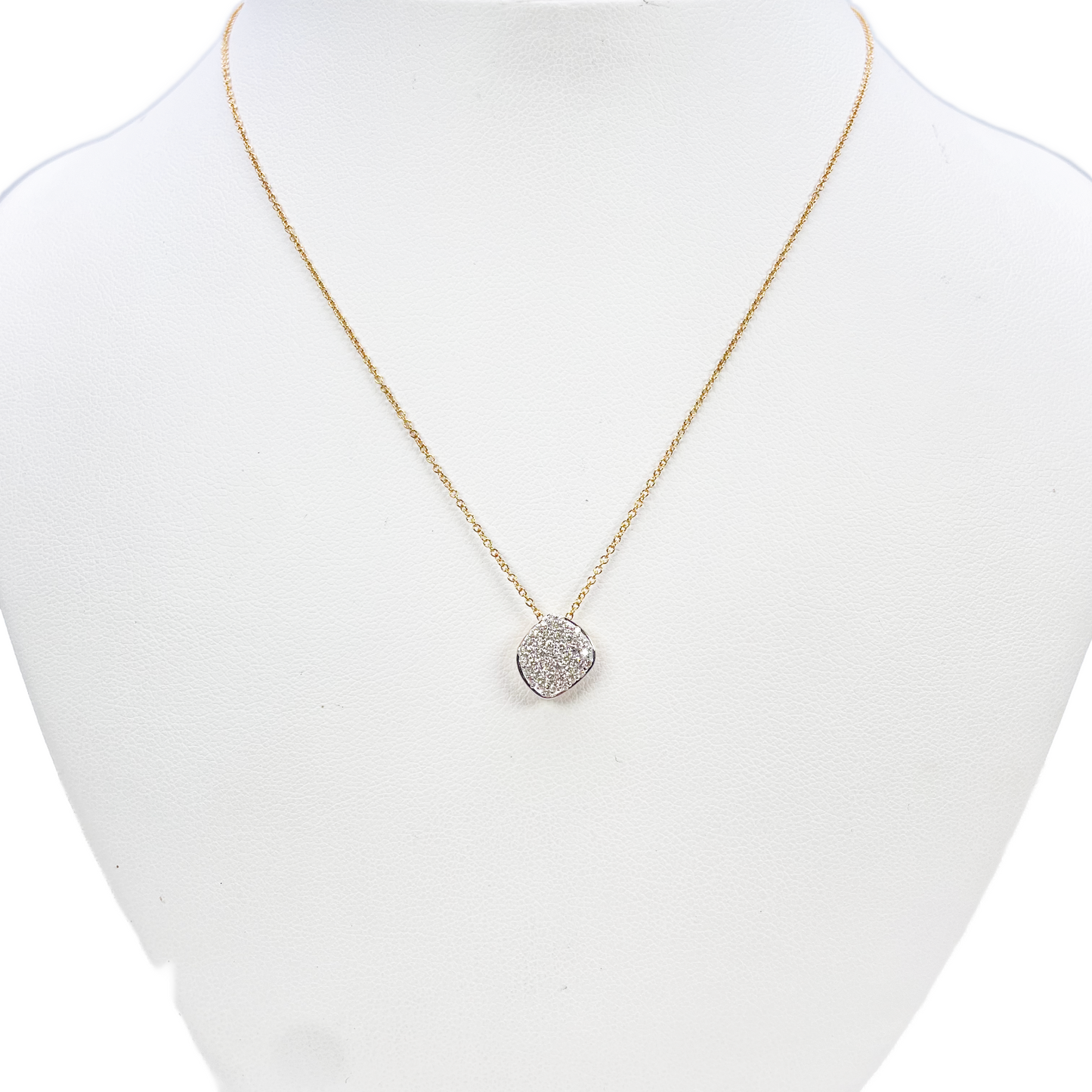 18ct Yellow Gold Natural Diamond 0.25ct Cluster Pebble Pendant Necklace 18''inches