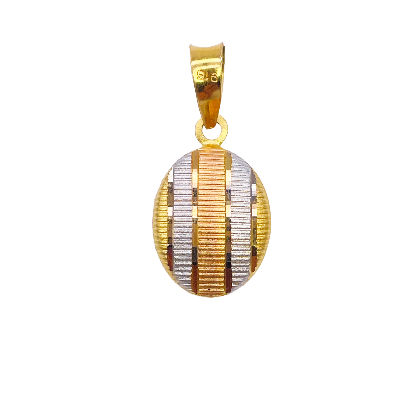 22ct Yellow Gold Diamond Cut Two-Toned Oval Pendant