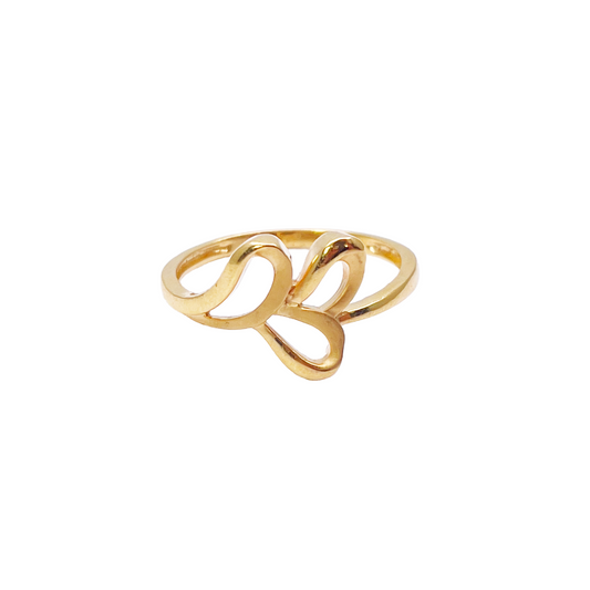 22ct Yellow Gold Beautiful Polished & Matt Floral Minimalist Ring