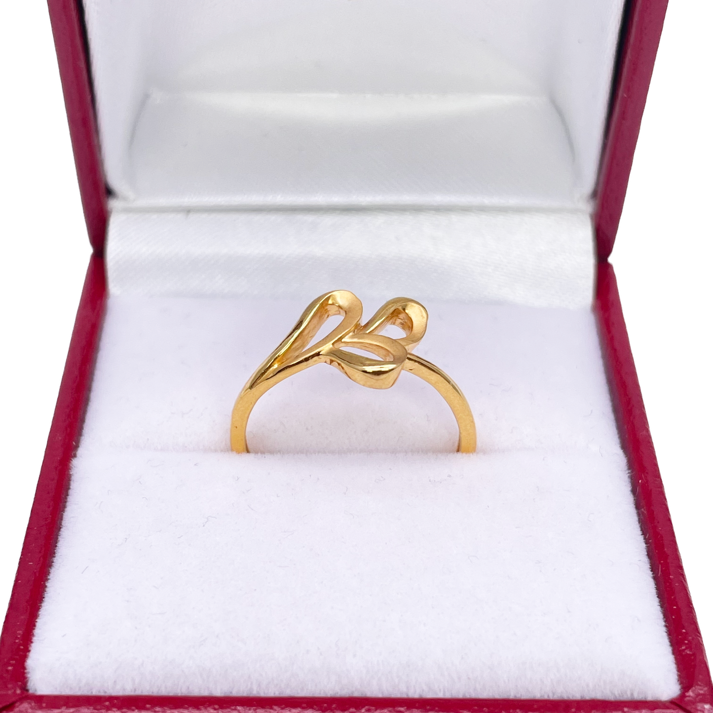 22ct Yellow Gold Beautiful Polished & Matt Floral Minimalist Ring