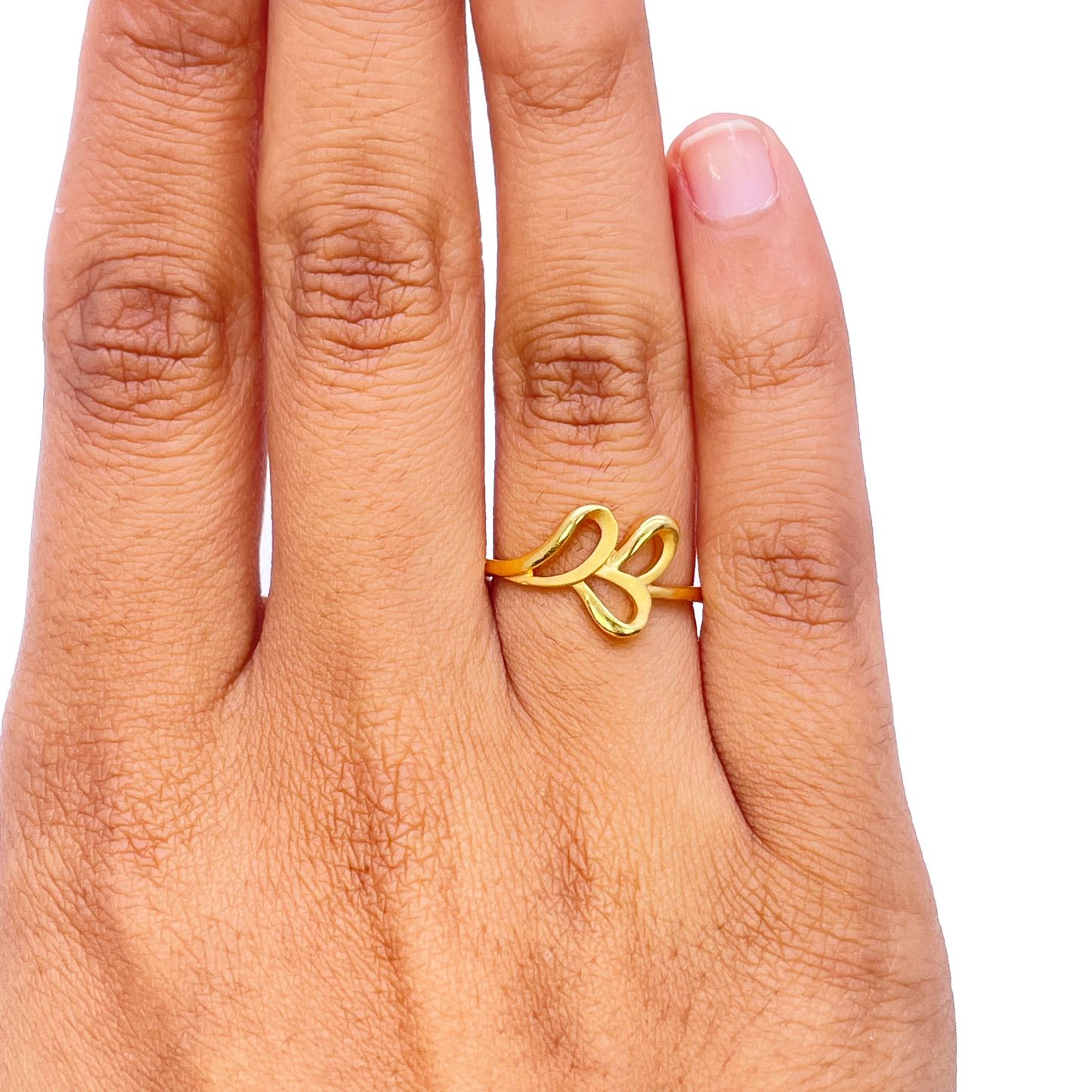 22ct Yellow Gold Beautiful Polished & Matt Floral Minimalist Ring