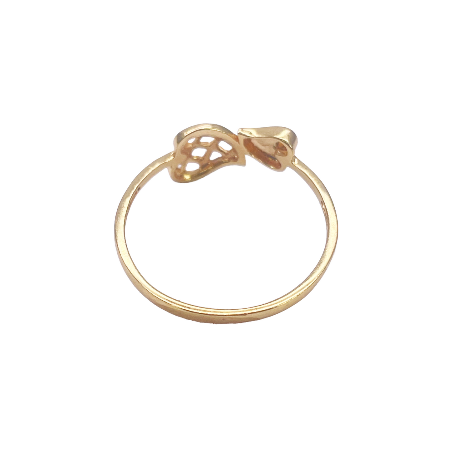 22ct Yellow Gold Beautiful Polished & Matt Double Heart Minimalist Designed Ring