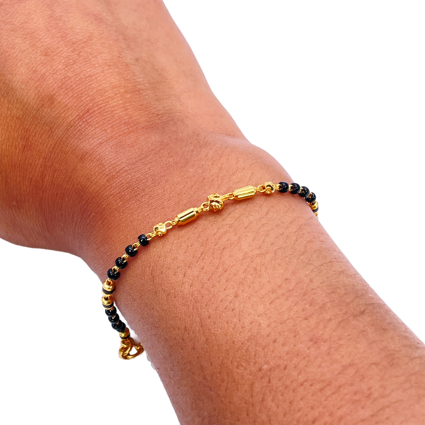 22ct Yellow Gold Children's Bracelet Black & Gold Beads (Maniya/Manka/Nazariya)