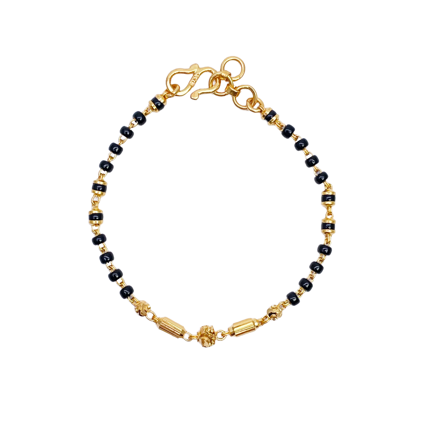 22ct Yellow Gold Children's Bracelet Black & Gold Beads (Maniya/Manka/Nazariya)