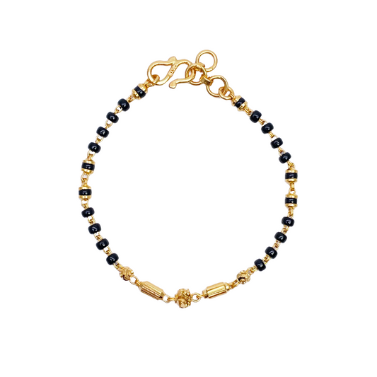 22ct Yellow Gold Children's Bracelet Black & Gold Beads (Maniya/Manka/Nazariya)