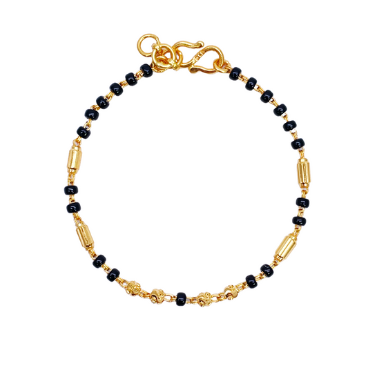 22ct Yellow Gold Children's Bracelet Black & Gold Beads (Maniya/Manka/Nazariya)