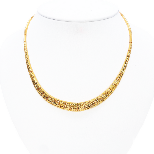 22ct Yellow Gold Diamond Cut Shimmer Textured Necklace 16'' inches 