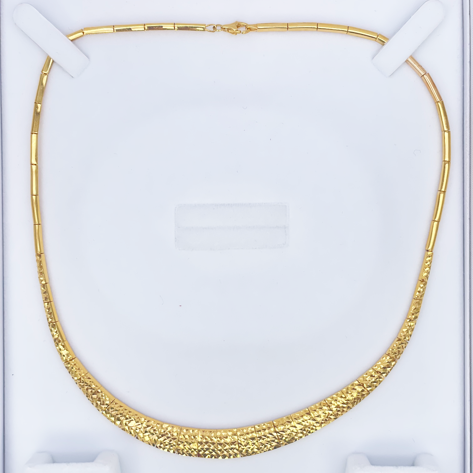 22ct Yellow Gold Diamond Cut Shimmer Textured Necklace 16'' inches 