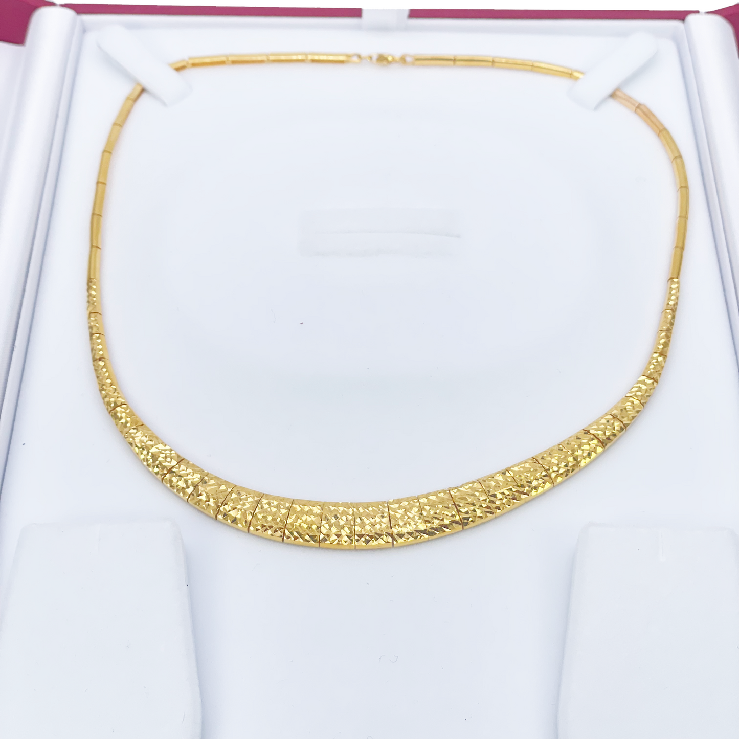22ct Yellow Gold Diamond Cut Shimmer Textured Necklace 16'' inches 