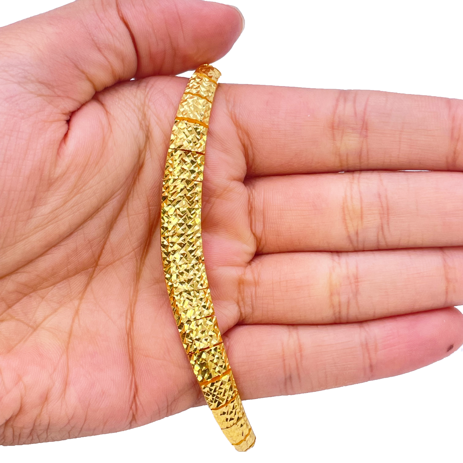 22ct Yellow Gold Diamond Cut Shimmer Textured Necklace 16'' inches 