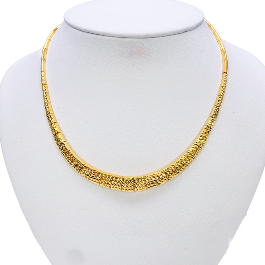 22ct Yellow Gold Diamond Cut Shimmer Textured Necklace 16'' inches