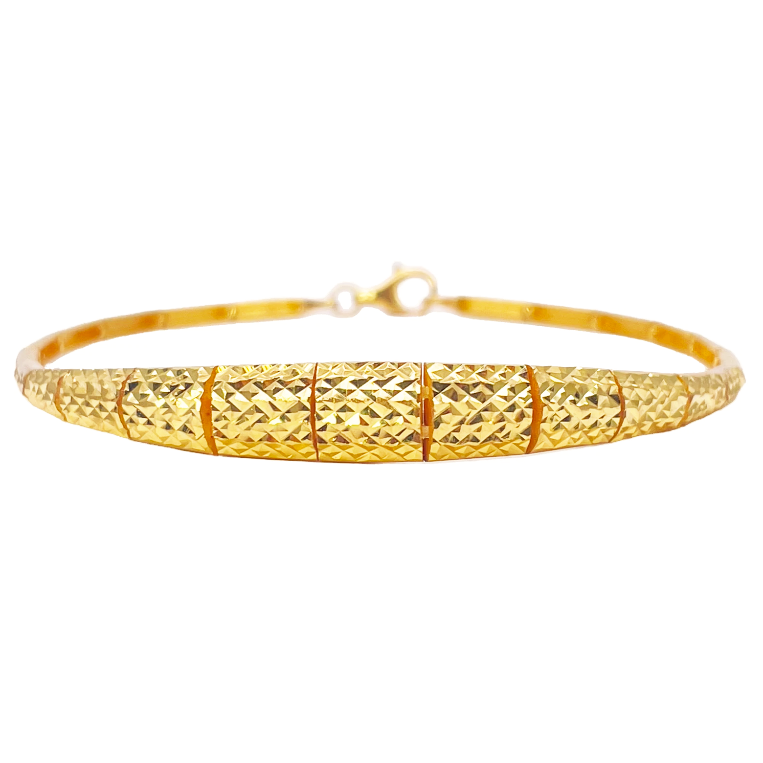 22ct Gold Bracelet Diamond Cut Shimmer Textured 6.7 Inches 