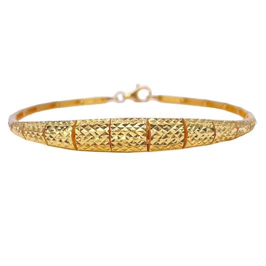 22ct Yellow Gold Diamond Cut Shimmer Textured Bracelet 7inch