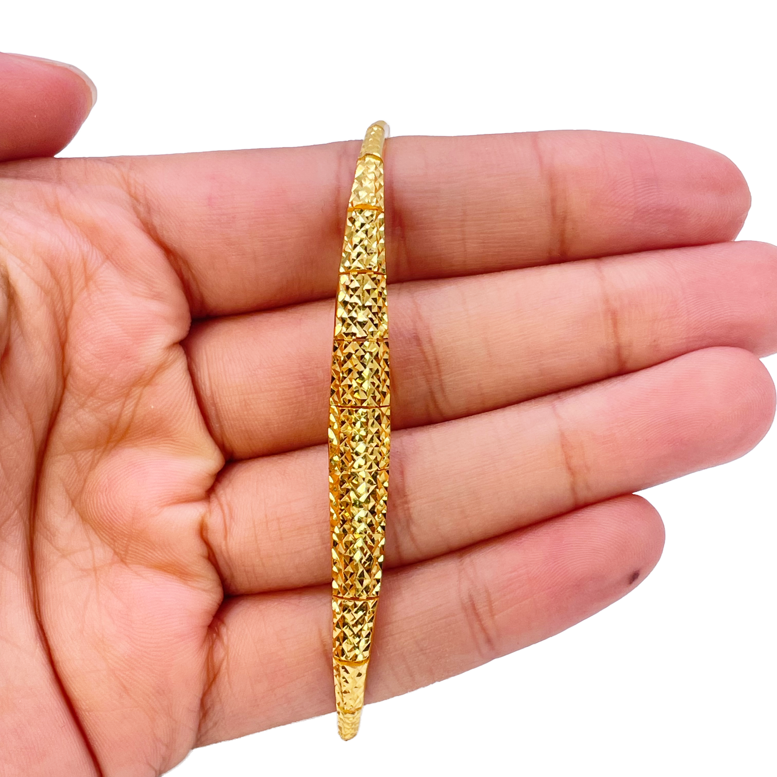 22ct Gold Bracelet Diamond Cut Shimmer Textured 6.7 Inches 
