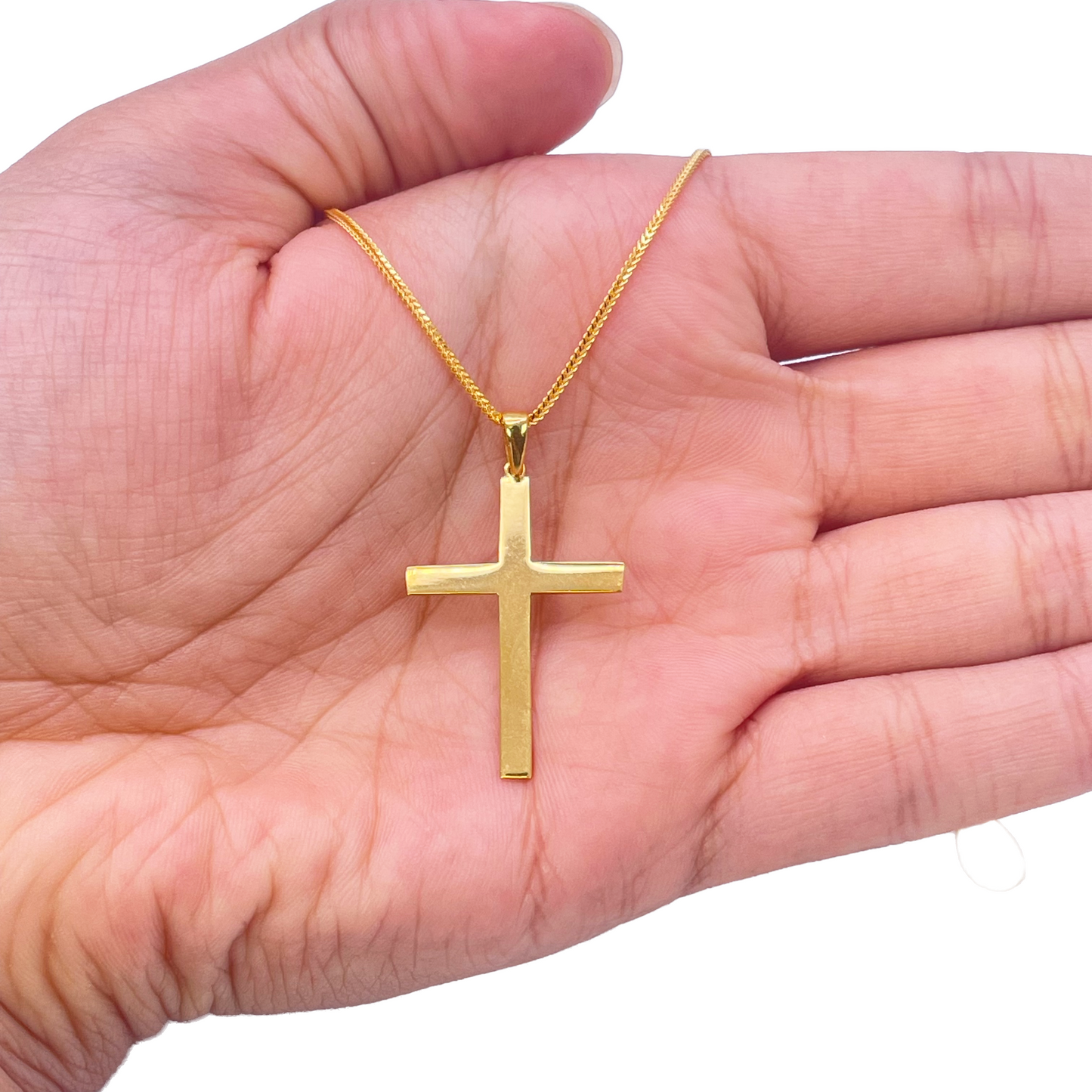 22ct Yellow Gold High Polished Lightweight Classic Cross Pendant