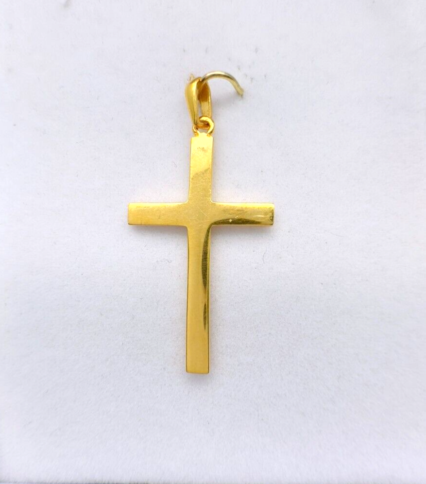 22ct Yellow Gold High Polished Lightweight Classic Cross Pendant