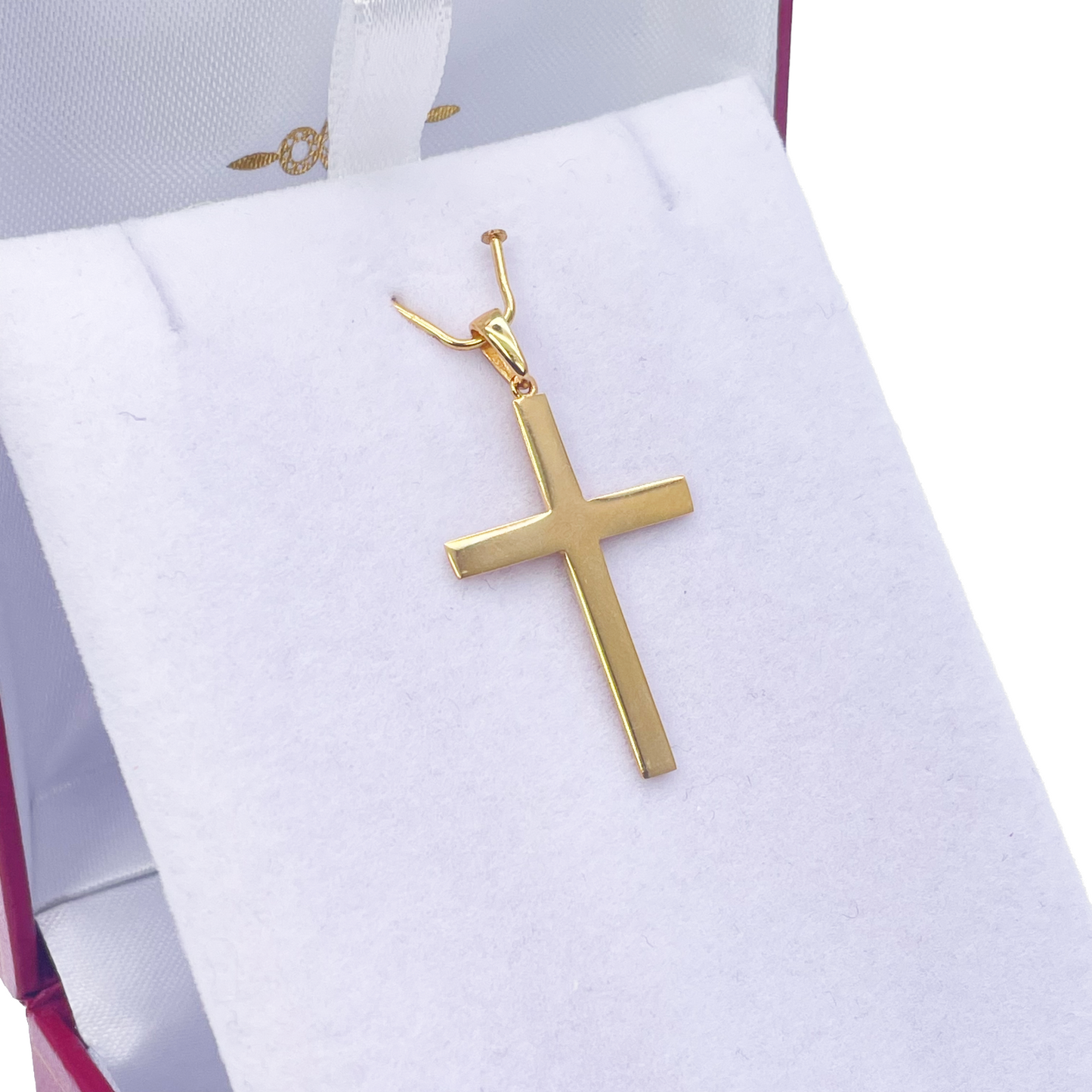 22ct Yellow Gold High Polished Lightweight Classic Cross Pendant