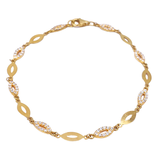 22ct Yellow Gold Lightweight High Polished Bracelet 7'' inches