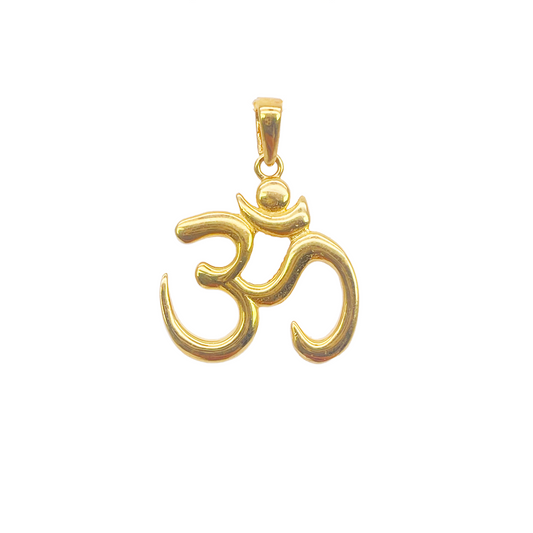 22ct Yellow Gold Classic High Polished Om Pendant 17.7mm Length 16.4mm Width