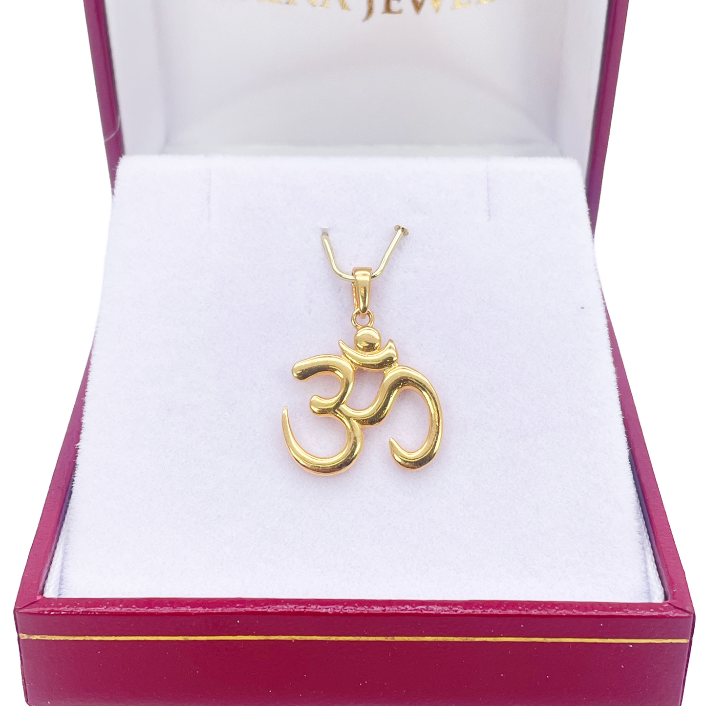 22ct Yellow Gold Classic High Polished Om Pendant 17.7mm Length 16.4mm Width