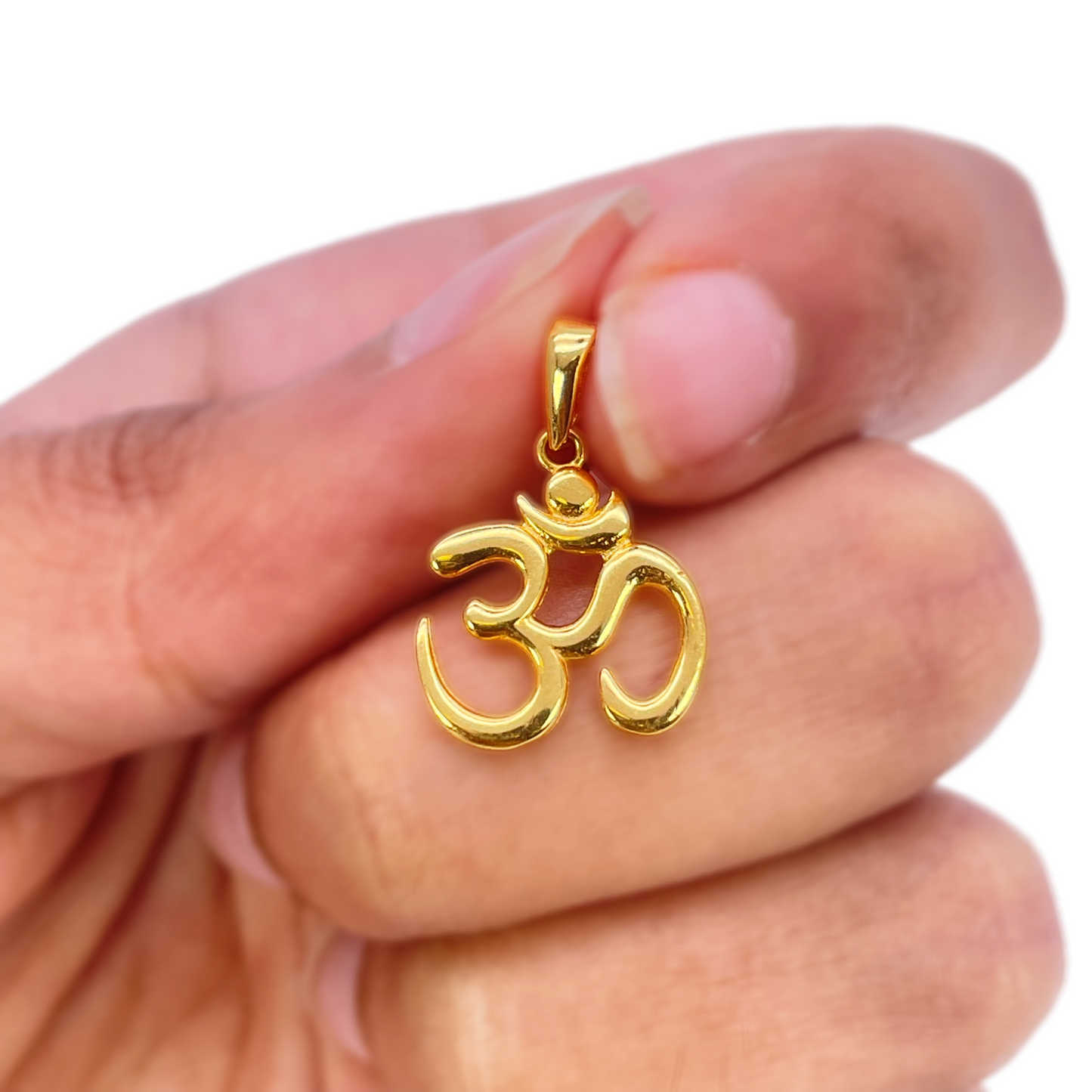 22ct Gold Classic Om Pendant High Polished 17x11.6mm 