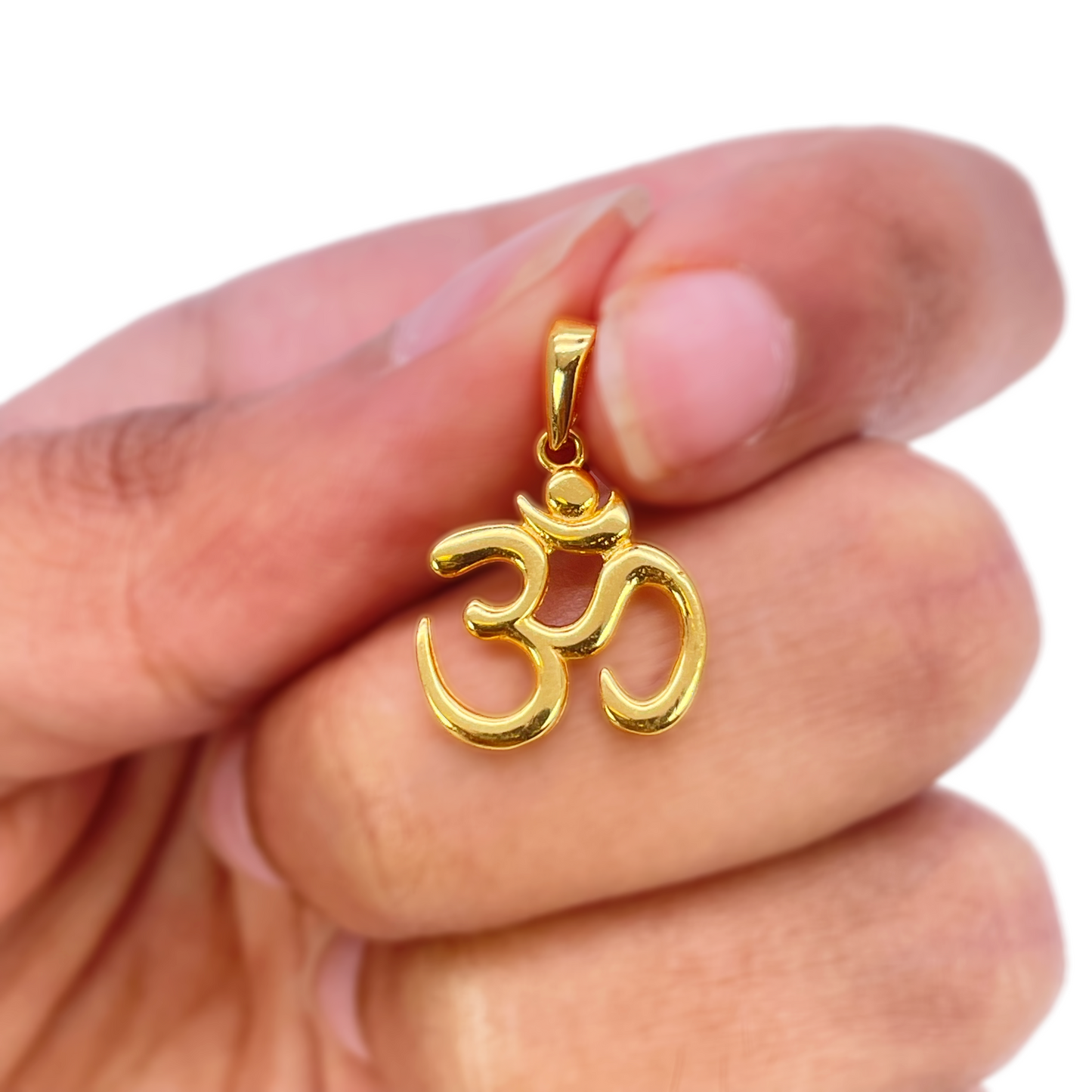 22ct Yellow Gold Classic High Polished Small Om Pendant 15mm Length 10.3mm Width