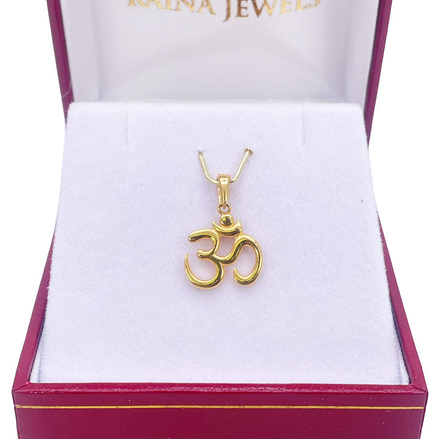 22ct Yellow Gold Classic High Polished Small Om Pendant 15mm Length 10.3mm Width