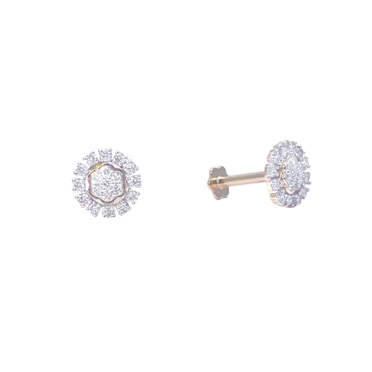 18ct White Gold Diamond Cluster Floral Children's Earrings 0.24ct