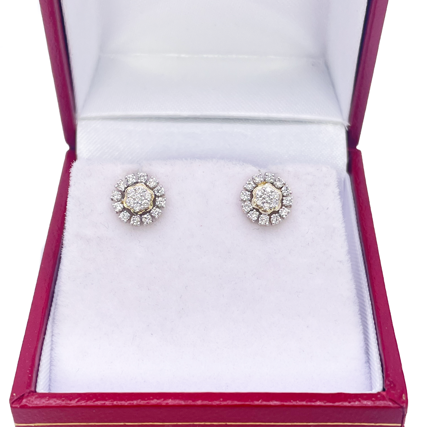 18ct White Gold Diamond Cluster Floral Children's Earrings 0.24ct