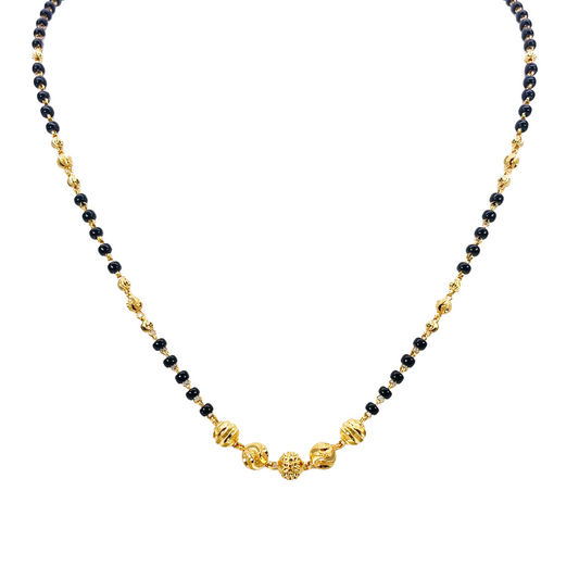 22ct Yellow Gold Diamond Cut Sparkly Beaded Mangalsutra Necklace 18.5inches