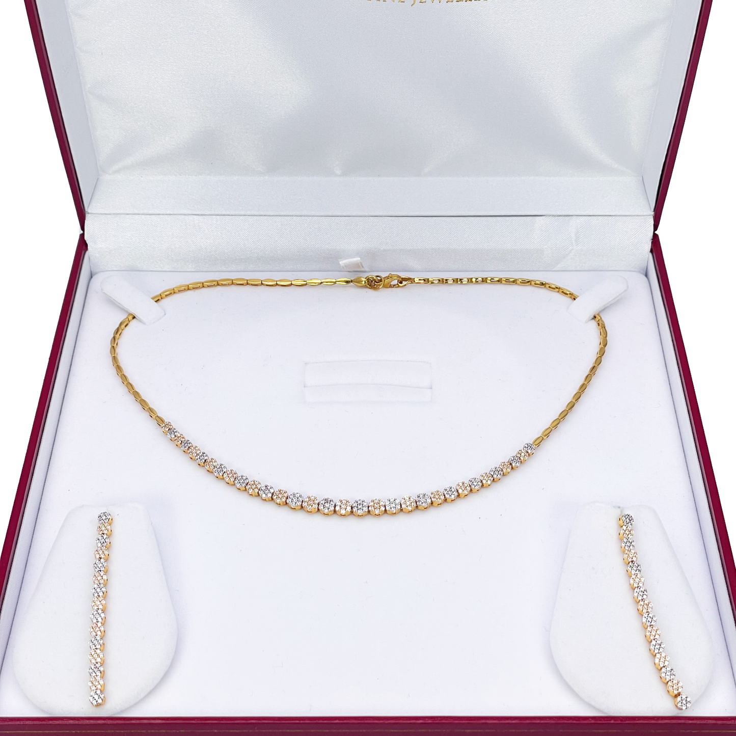 22ct Yellow Gold Beautiful Round Graduate Necklace & Drop Earrings Set