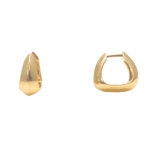 18ct Yellow Gold  Square Hoop Huggie High Polished Minimalist Chic Earrings