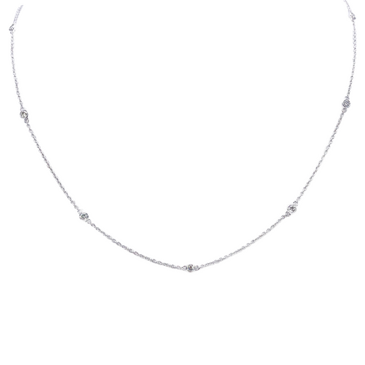 18ct White Gold Diamond Bezel By Yard Necklace 0.51ct 24''inches