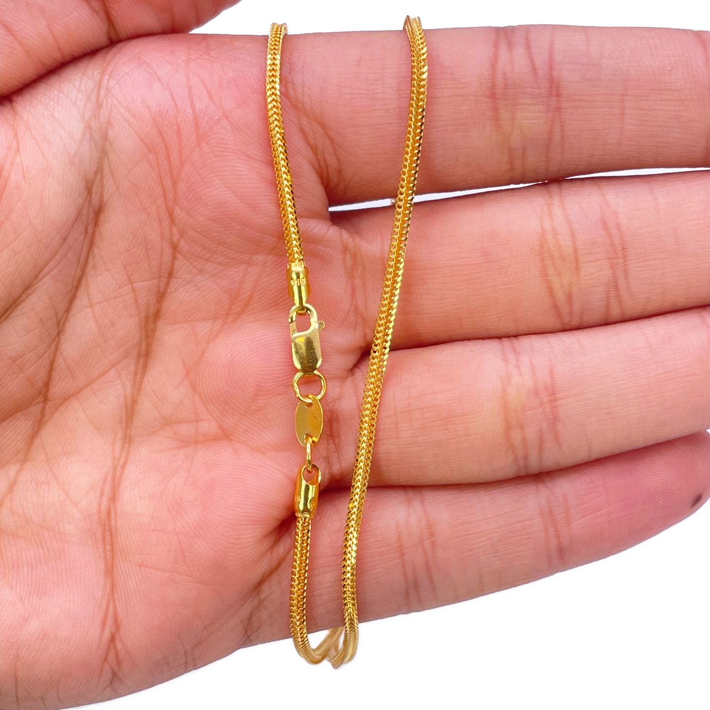 22ct Yellow Gold Foxtail Dragon Chain Necklace 16''inches 1.5mm Width