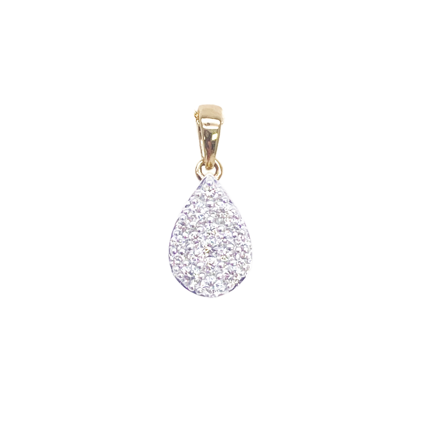 14ct Yellow Gold Round Diamond Pear Cluster Pendant 0.24ct