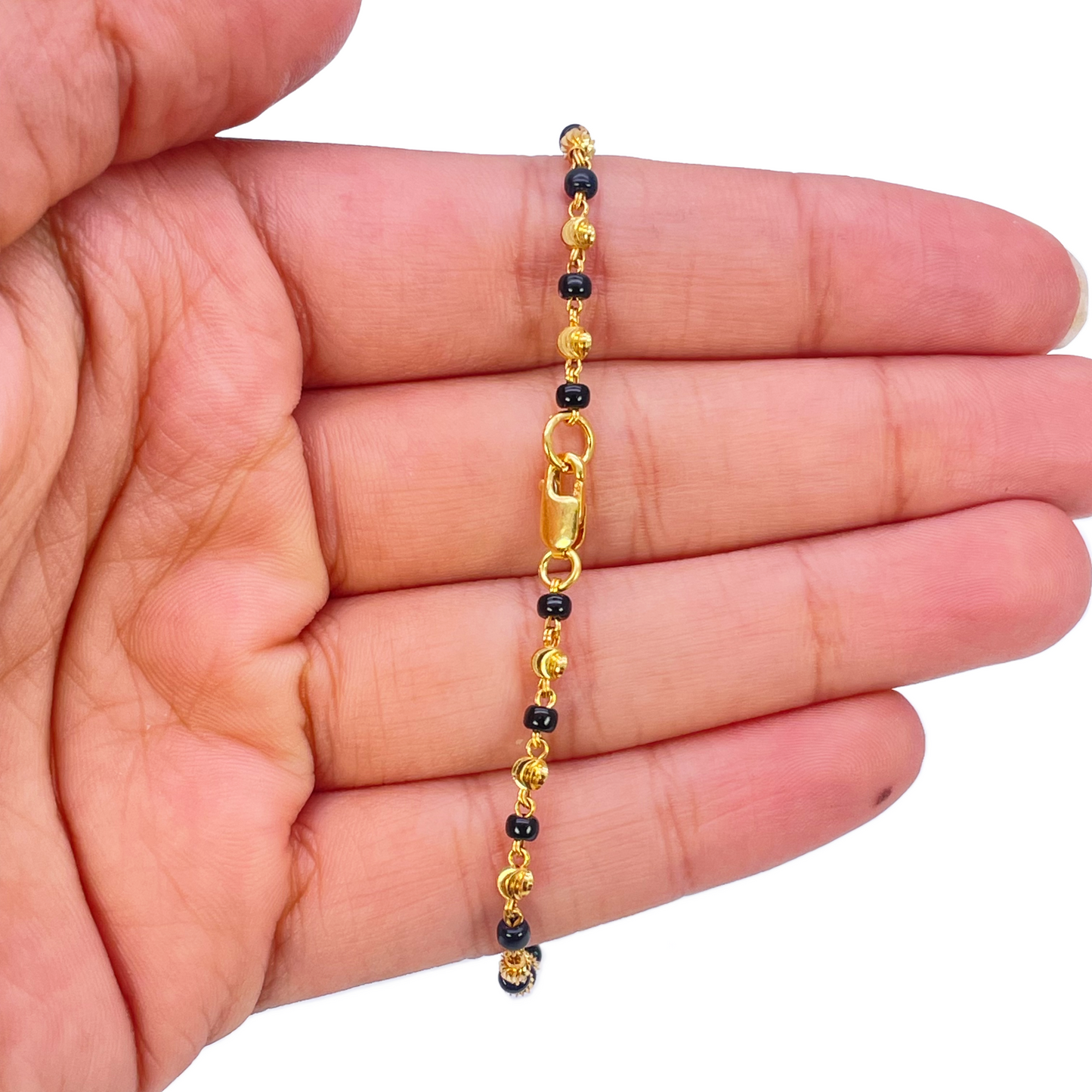 22ct Yellow Gold Single Beaded Mangalsutra Bracelet 7'' inches