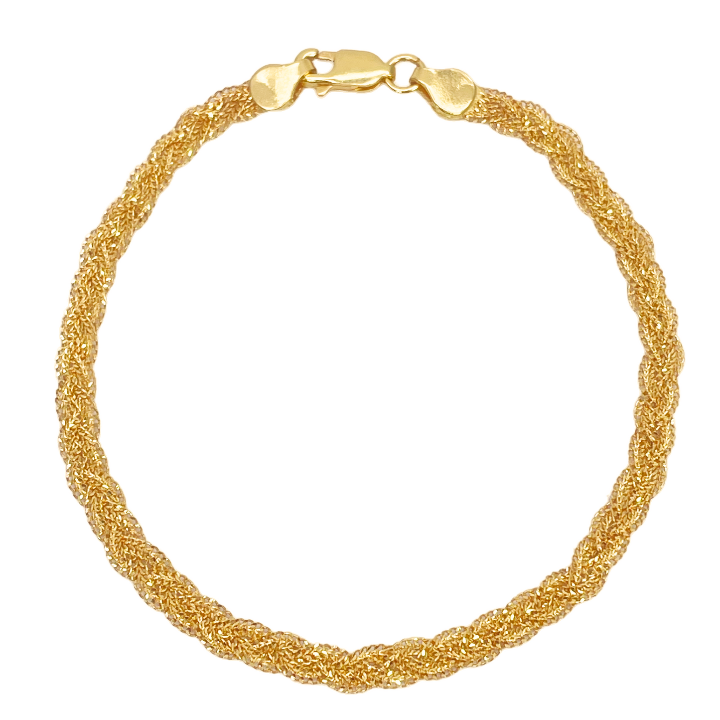 22ct Yellow Gold Braided Twist Flat Bracelet 6.5'' inches 4mm width