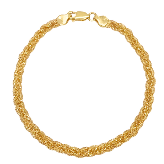 22ct Yellow Gold Braided Twist Flat Bracelet 6.5'' inches 4mm width