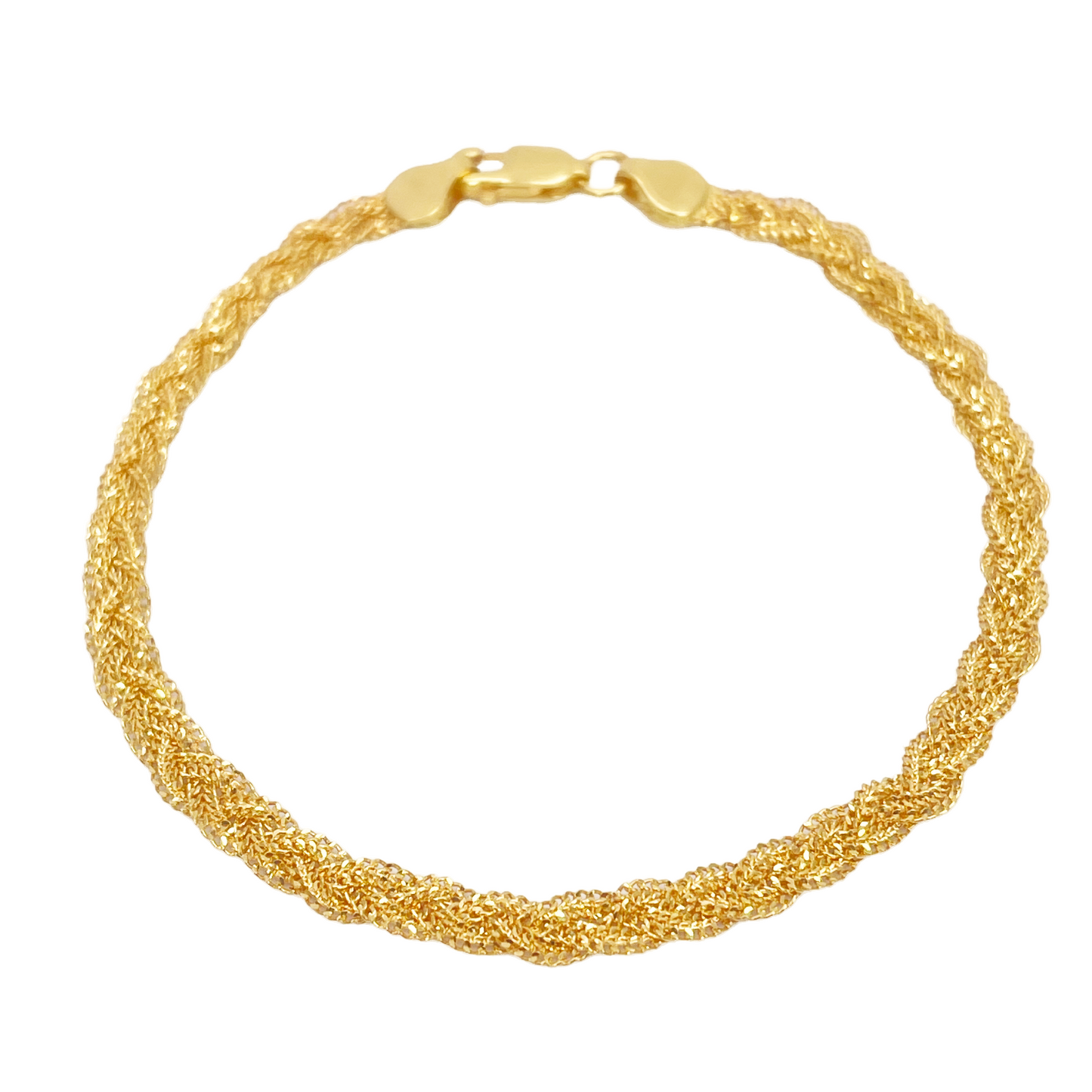 22ct Yellow Gold Braided Twist Flat Bracelet 6.5'' inches 4mm width