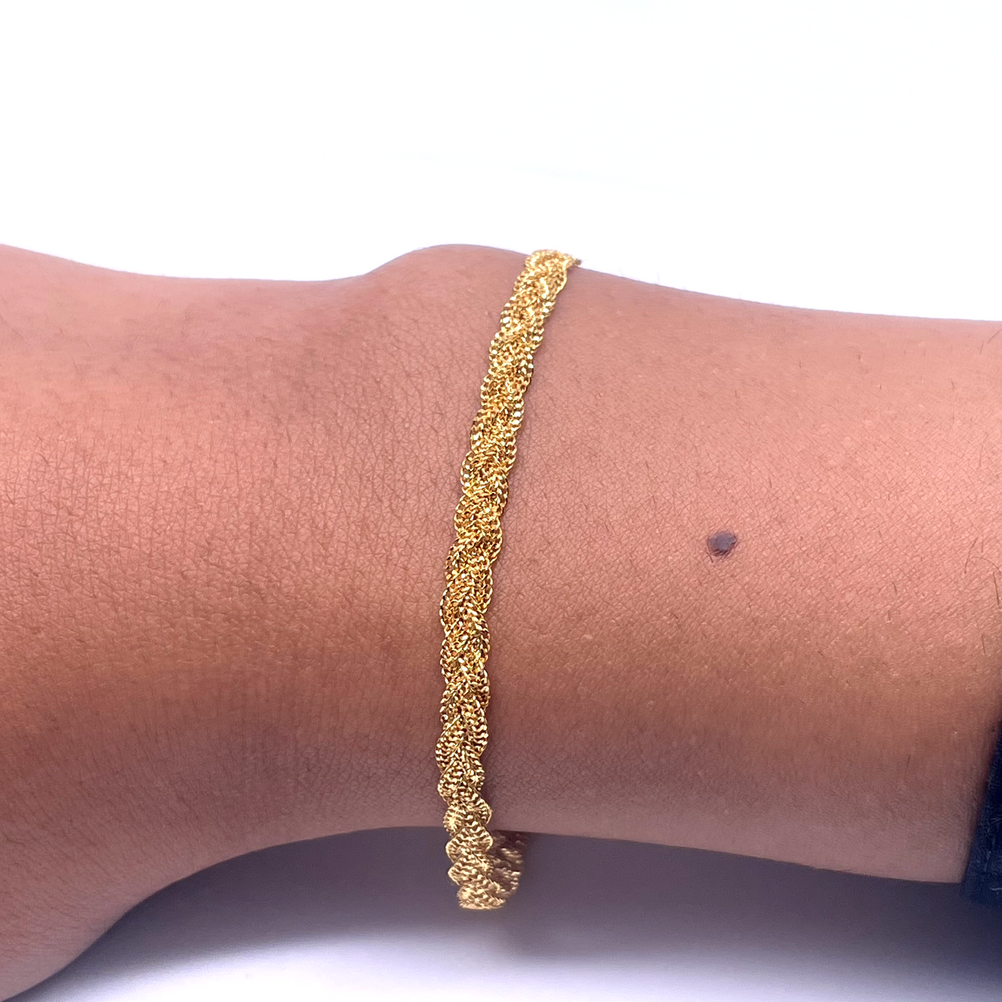 22ct Yellow Gold Braided Twist Flat Bracelet 6.5'' inches 4mm width