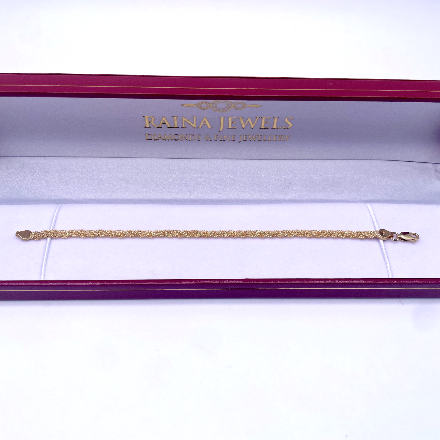 22ct Yellow Gold Braided Twist Flat Bracelet 6.5'' inches 4mm width