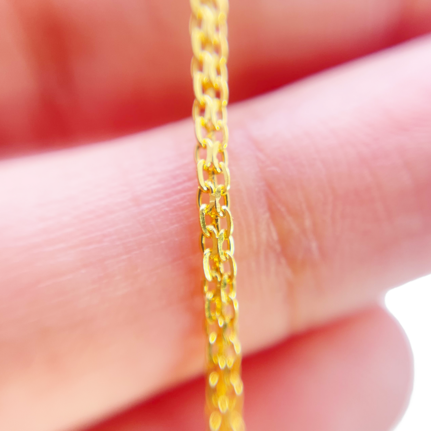 22ct Yellow Gold Flat Chain High Polished Bracelet 7'' inches 1.7mm Wide